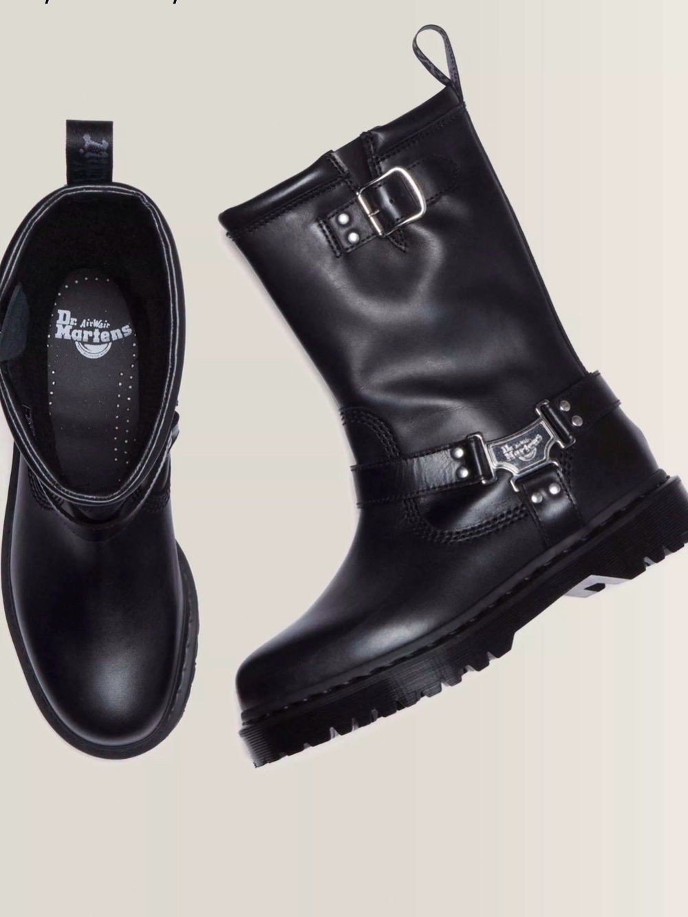 NWOB Dr. Martens Anistone Hi Leather Harness Biker Boots Women’s 9 Men’s 8 - Picture 2 of 12